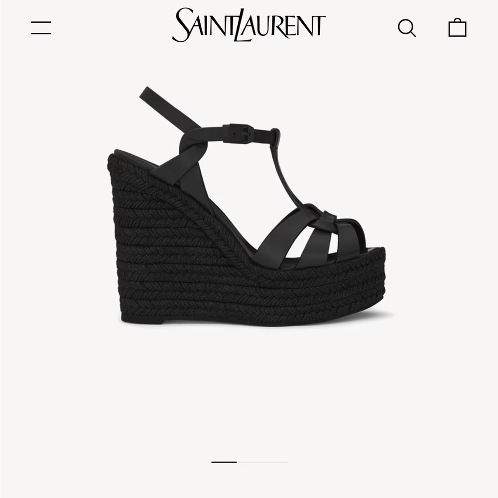 Authentic Brand New YSL Tribute Espadrilles Wedge In Smooth Leather